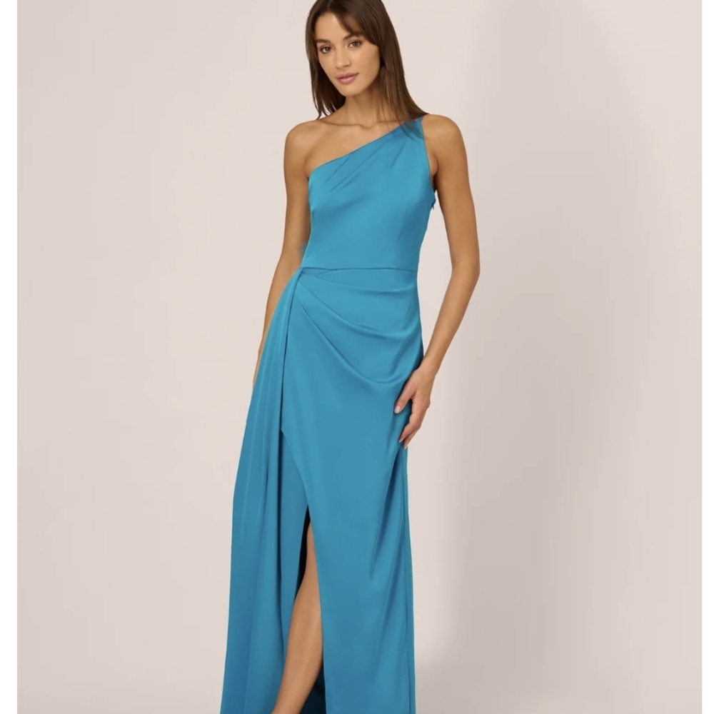 Adrianna Papell One-Shoulder Blue Dress - Gorgeous Color
